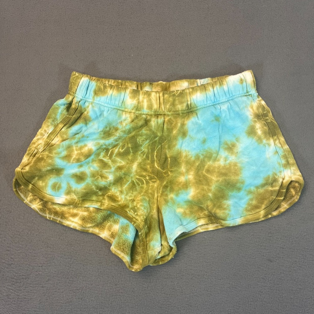 Victoria Secret PINK Womens Large Varsity Shorts Butt Logo Tie Dye Sweat Elastic